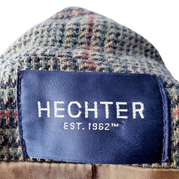 VINTAGE 60s Plaid Wool Green Women's blazer Jacket Size 12 - Picture 4 of 8